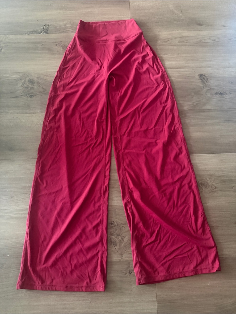 Wide-Leg High-Waist Women’s Pants – Red